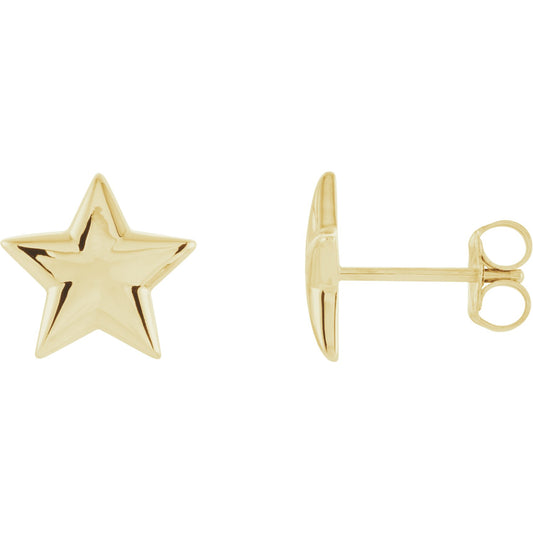 14K Yellow Star Earrings