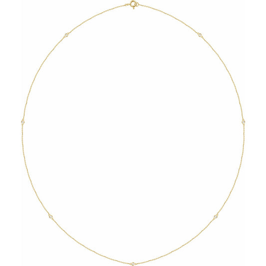 14K Yellow 1/4 CTW Diamond 7-Station 24 Necklace