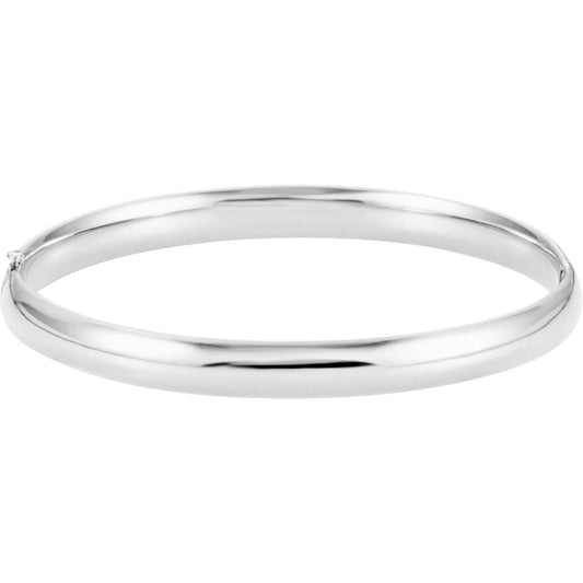 14K White 6.5 mm Hinged Bangle Bracelet