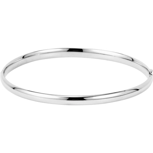14K White 4 mm Hinged Bangle Bracelet