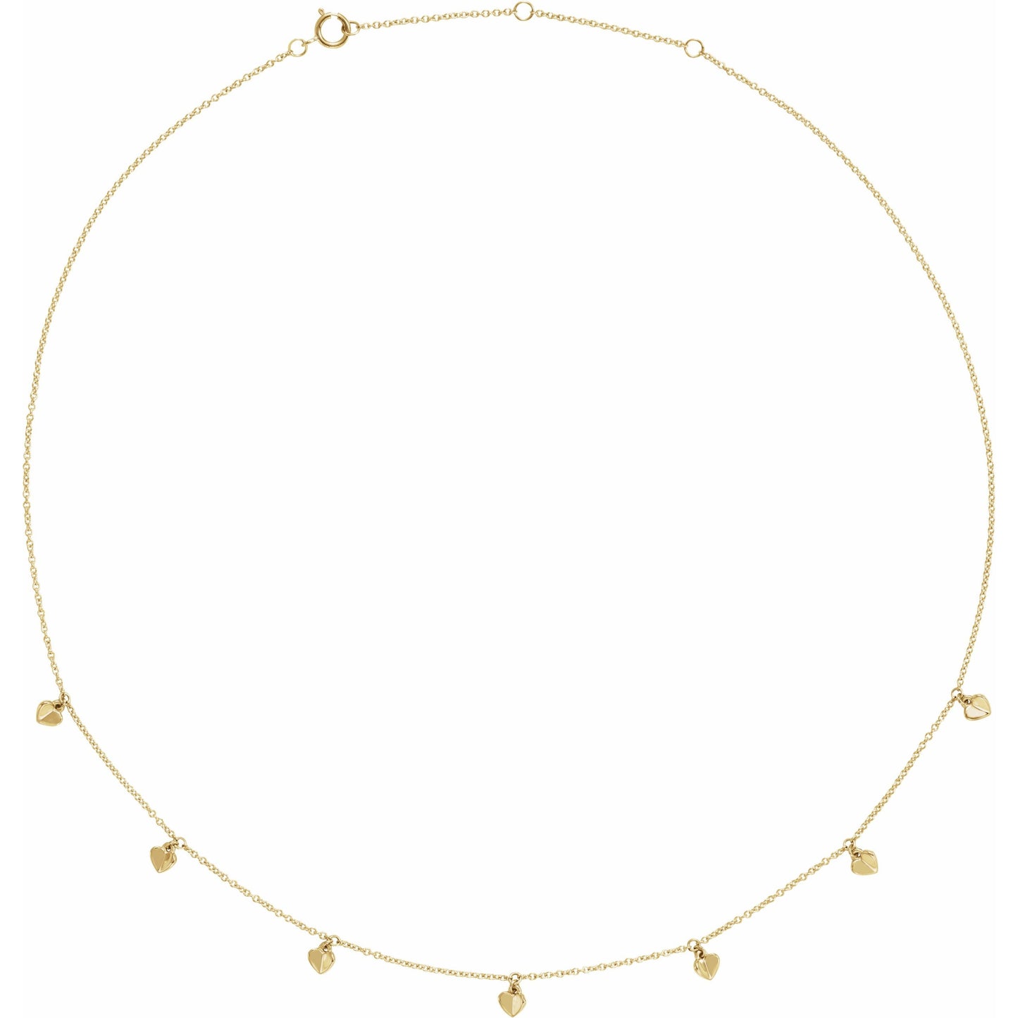 14K Yellow Heart 7-Station 16-18 Necklace
