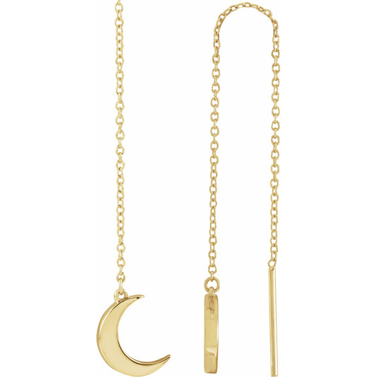 14K Yellow Crescent Chain Earrings