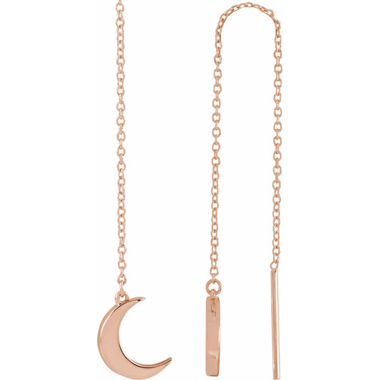 14K Rose Crescent Chain Earrings