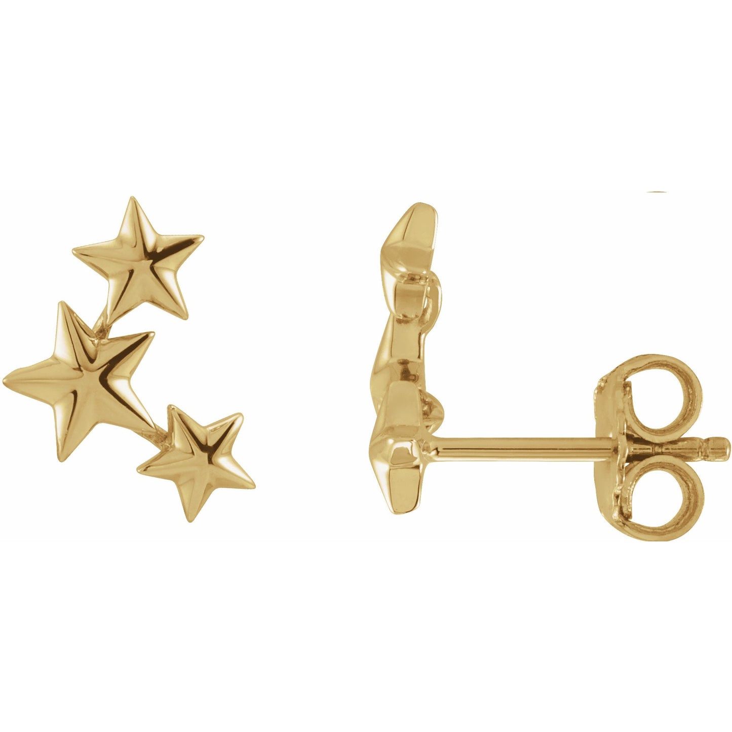 14K Yellow 11.4x4.3 mm Star Ear Climbers