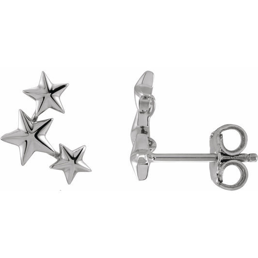 14K White 11.4x4.3 mm Star Ear Climbers