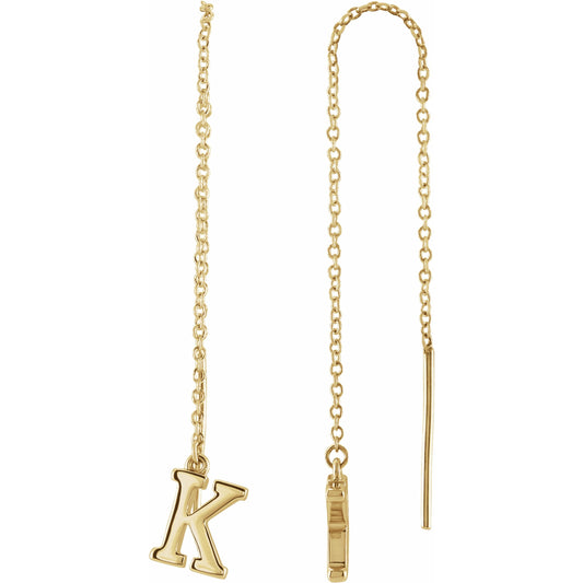 14K Yellow Single Initial K Chain Earring