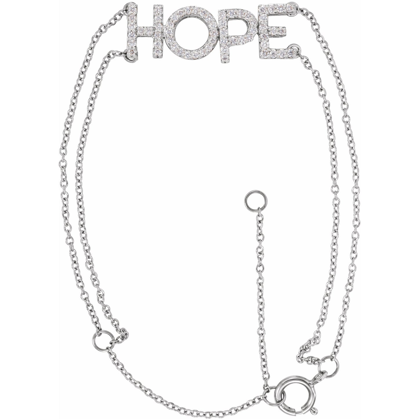 14K White 1/4 CTW Diamond Hope 5-7 Bracelet