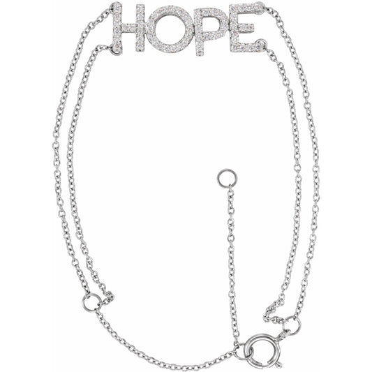 14K White 1/4 CTW Diamond Hope 5-7 Bracelet