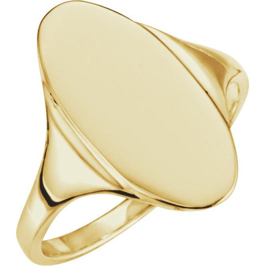 14K Yellow 16.4x8.5 mm Oval Signet Ring