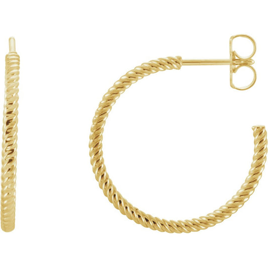 14K Yellow 21 mm Rope Hoop Earrings