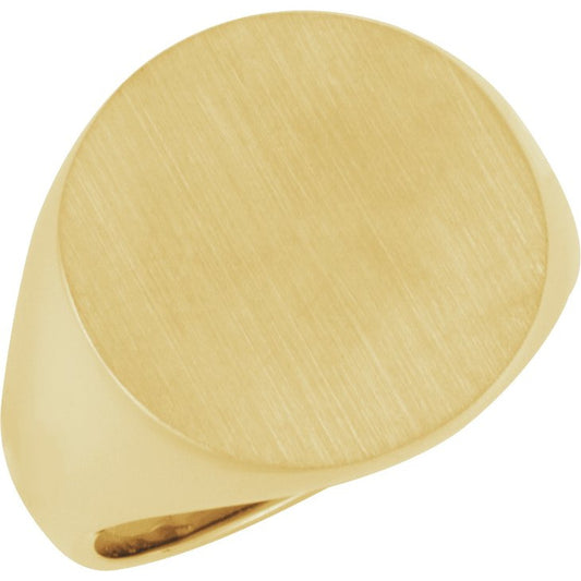 10K Yellow 18 mm Round Signet Ring