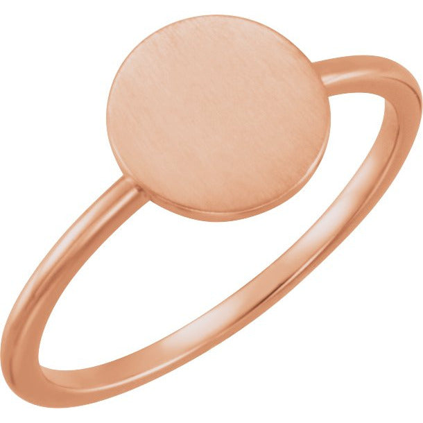 14K Rose Round Engravable Ring