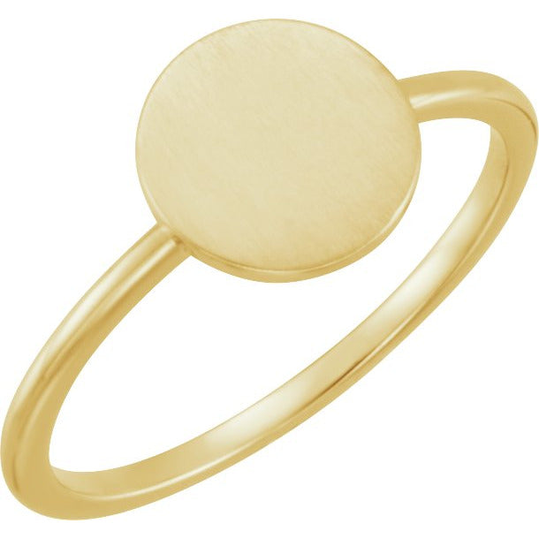 14K Yellow Round Engravable Ring