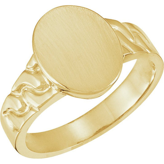 14K Yellow 14x11 mm Oval Signet Ring
