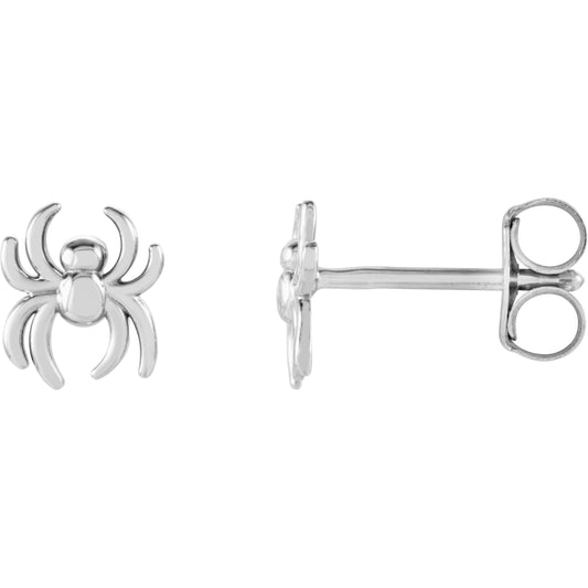 14K White 6.3x5.6 mm Spider Earrings