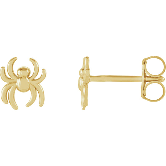 14K Yellow 6.3x5.6 mm Spider Earrings