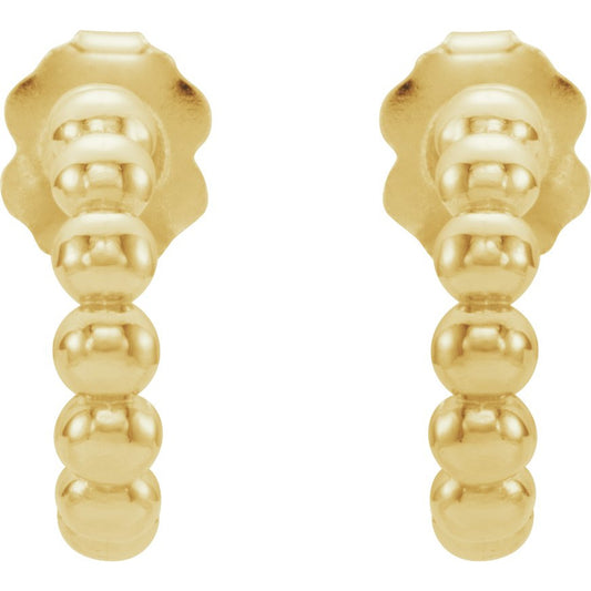 14K Yellow 12 mm Beaded Huggies