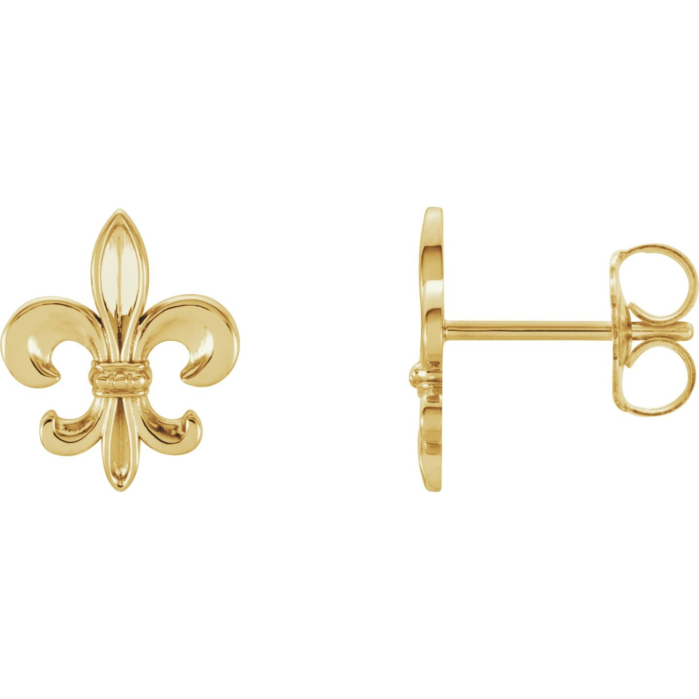 14K Yellow Fleur-De-Lis Earrings
