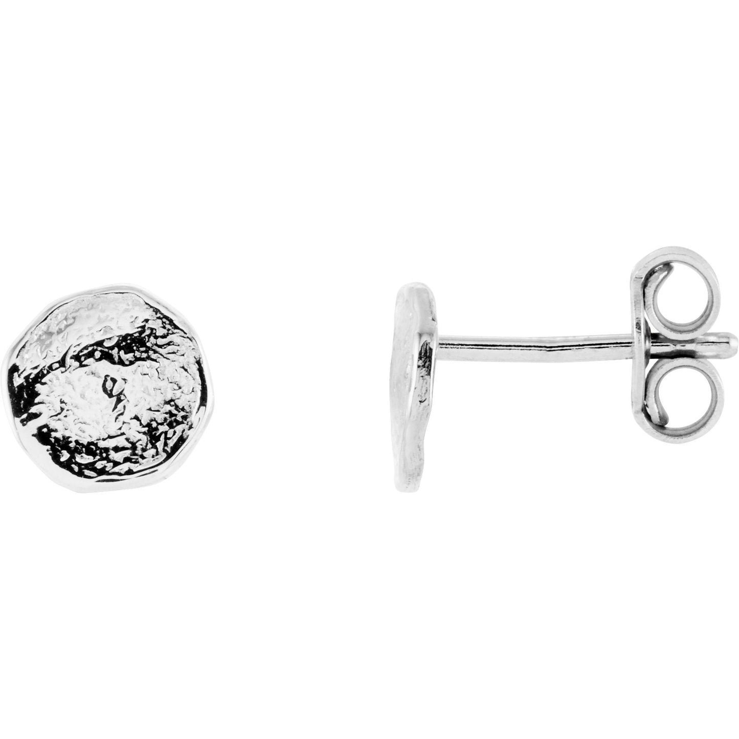 14K White Textured Earrings