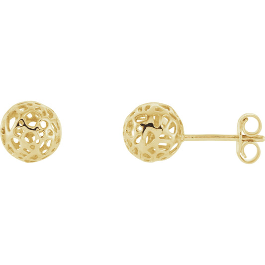 14K Yellow 7.4 mm Pierced Ball Earrings
