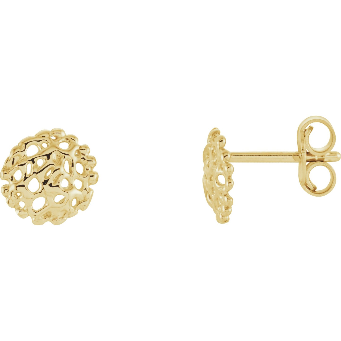 14K Yellow 8 mm Textured Stud Earrings