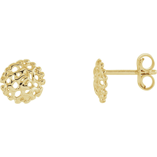 14K Yellow 8 mm Textured Stud Earrings