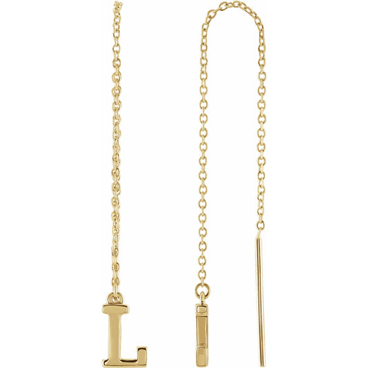 14K Yellow Single Initial L Chain Earring