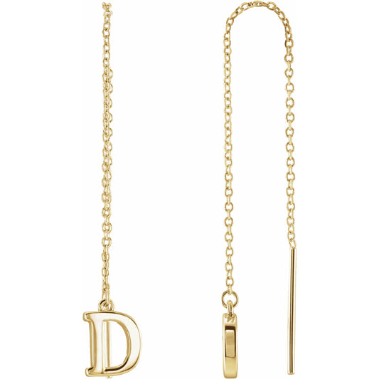 14K Yellow Single Initial D Chain Earring