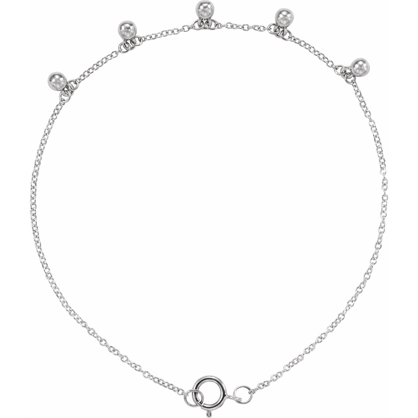 14K White Beaded 5-Station 7 Bracelet