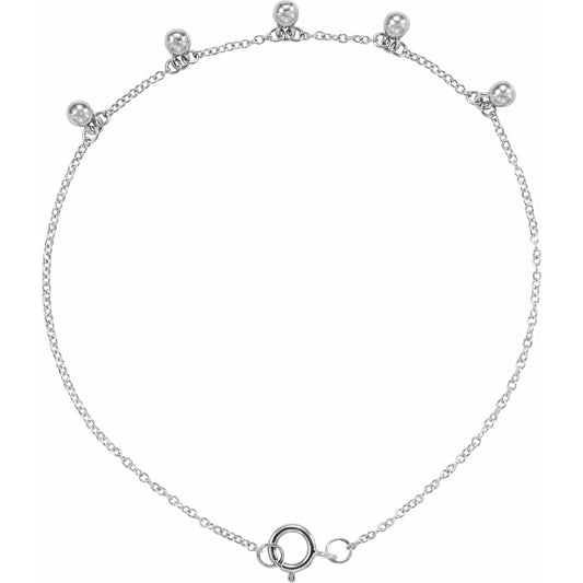 14K White Beaded 5-Station 7 Bracelet