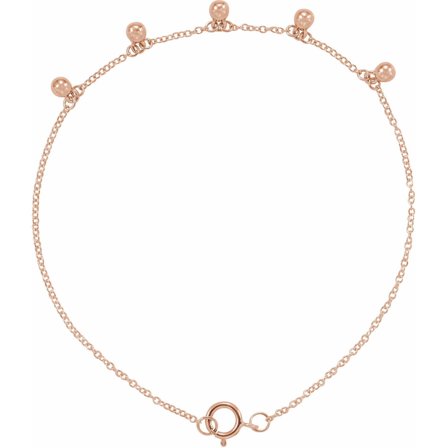 14K Rose Beaded 5-Station 7 Bracelet