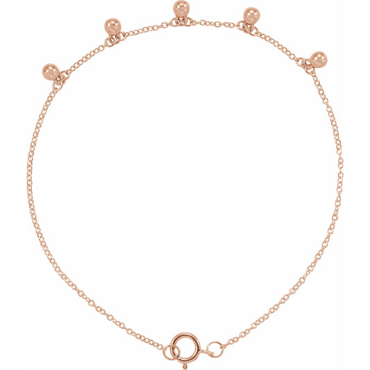 14K Rose Beaded 5-Station 7 Bracelet