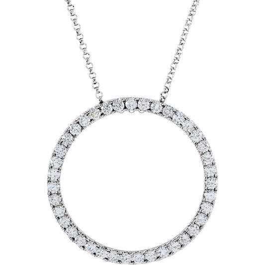 14K White 1 CTW Diamond Circle 18 Necklace