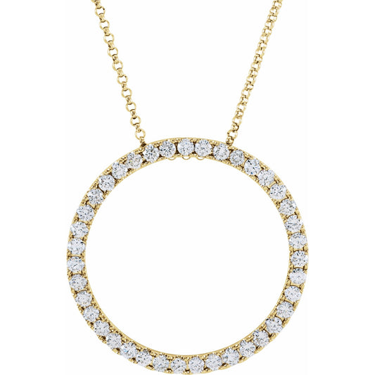 14K Yellow 1 CTW Diamond Circle 18 Necklace