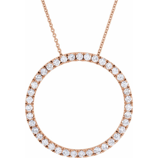 14K Rose 1 CTW Diamond Circle 18 Necklace