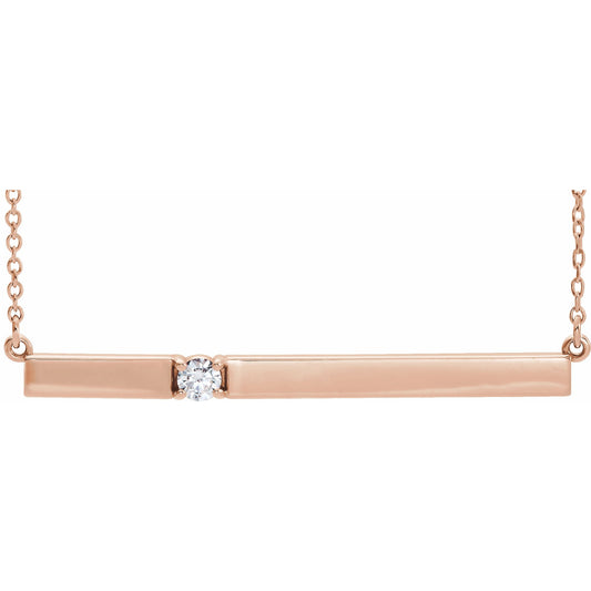 14K Rose 1/10 CTW Diamond Bar 17.5 Necklace