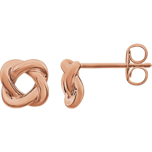14K Rose 7x7 mm Knot Earrings