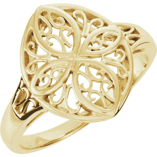 14K Yellow Filigree Ring