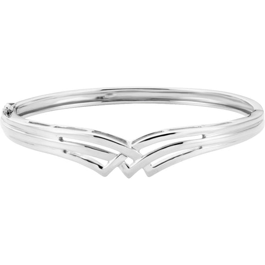 14K White Hinged Bangle Bracelet