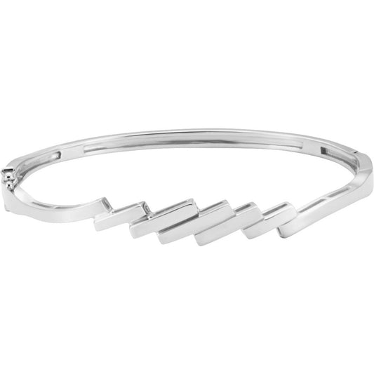 14K White Hinged Bangle Bracelet
