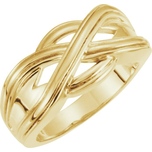 14K Yellow Woven-Design Band