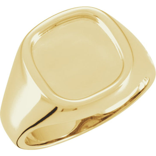 14K Yellow 12 mm Square Signet Ring