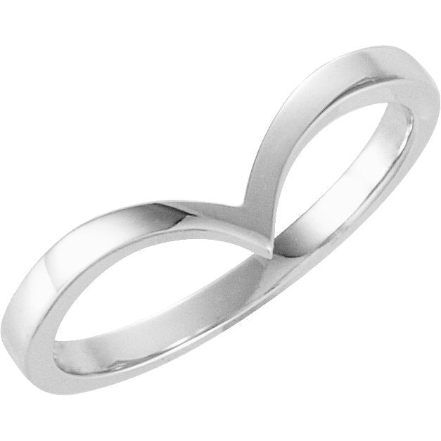 14K White V Ring