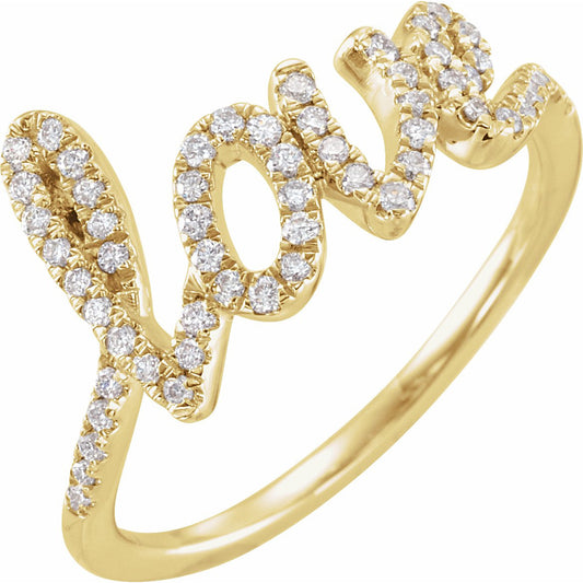 14K Yellow 1/4 CTW Diamond Love Ring