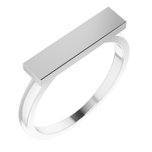 14K White 16x4 mm Rectangle Signet Ring