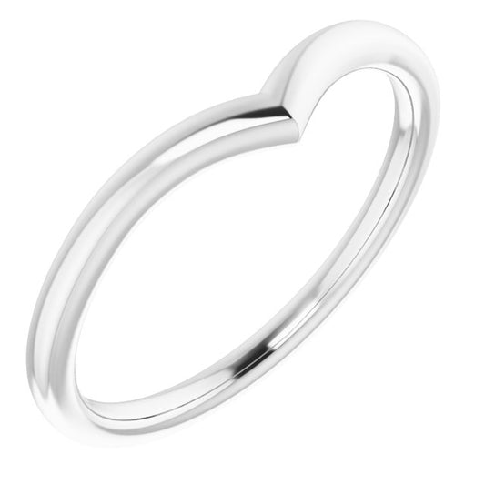 14K White V Contour Band