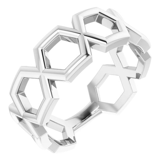 14K White Geometric Ring