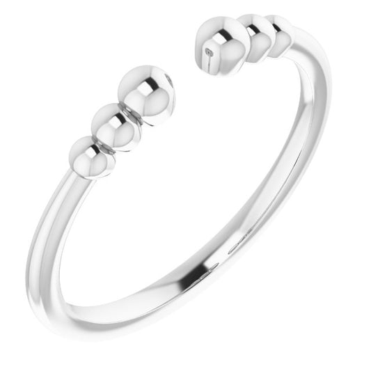14K White Beaded Ring