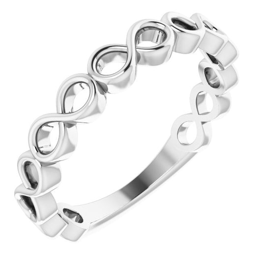 14K White Infinity Stackable Ring
