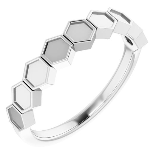 14K White Stackable Geometric Ring